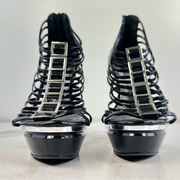 Liliana Denim Hardware Accent Strappy Stiletto Heel